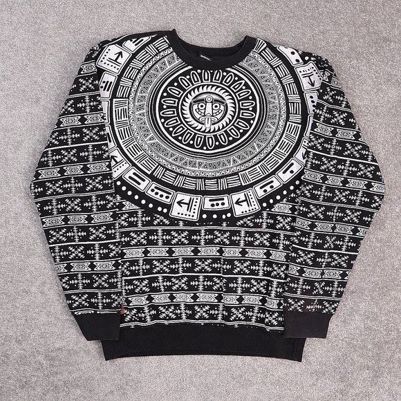 Imperious Aztec Geometric Surf XL Black White Long Sleeve Pullover Sweatshirt - Picture 1 of 11